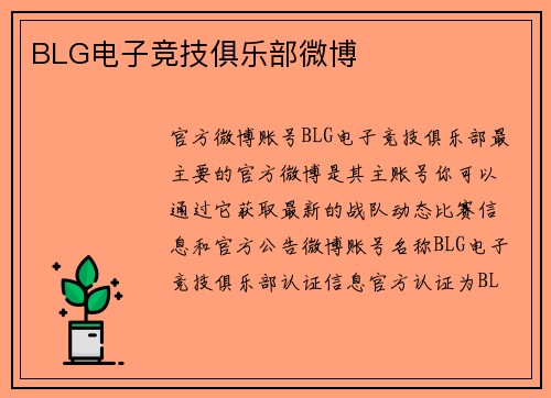 BLG电子竞技俱乐部微博